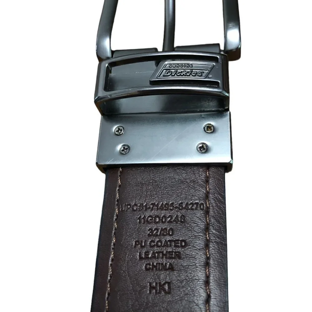NWOT Dickies Chocolate Brown Leather Belt leather Size L / 38 Very Nice Buckel!